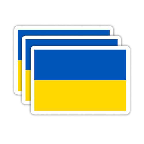 (3PCS) Ukraine Flag stickers, Countries Flag Stickers - Waterproof Vinyl Decals For Laptops, Tumblers, Water Bottles, Books, Scrapbooks, Size 3 x 2 Inch - color: Ukraine