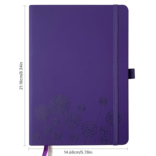 Notebook Journal for Women,A5 Hardcover Leather Journaling Notebooks for Work,200 Pages Travel Journal for Women Men with Pen Holder and Ribbon,5.78"×8.34"(Purple) - color: Purple