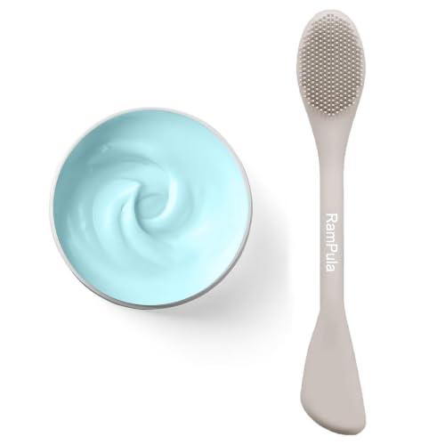 Rampula Pore Brush & Face Mask Brush Applicator, 2-in-1 Silicone Jelly Brush, Nose Pore Scrubber for Blackheads Deep Pore Cleansing, Face Mask Spatula & Gentle Face Massage/Exfoliator Skincare Tool - color: Eucalyptus Green and Starlight