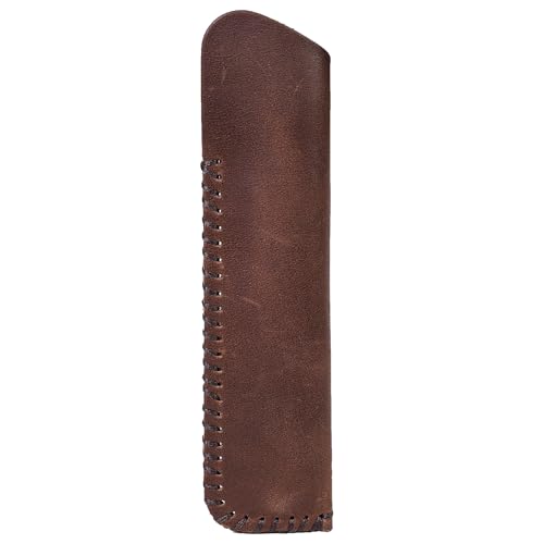 Handmade Genuine Leather Double Pen Case Fountain Pen Sleeve Holder Pouch Cover Vintage (Coffee)