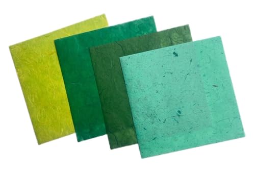 Natural Fiber Mulberry Paper Sheets 6 x 6 Inches, 50 PCS Handmade Craft Paper for Origami, Scrapbooking, Card Making, DIY Decoration, Mixed Media Art (Mixed Green Rice Straw etc.,,, 6 x 6) - color: Mixed Green Rice Straw etc.,,, size: 6 x 6 inches