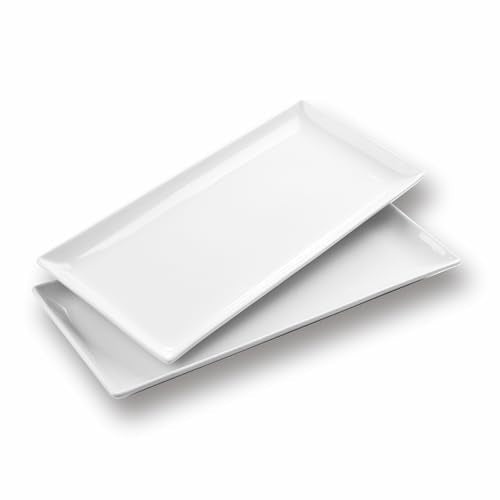 WishDeco Large Serving Platter Set of 2, Long Ceramic Serving Tray 16 Inch - size: 16 inch