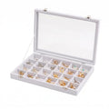 Frebeauty 24 Grid Earring Organizer,Velvet Jewelry Tray with Clear Lid - color: White, size: 24 Grid