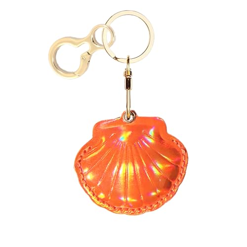 Leather Keychain holder Protective Case Compatible with Apple AirTag - color: Orange