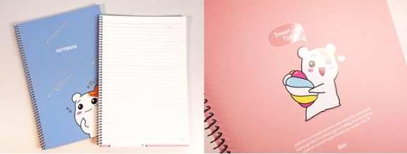 Cute Hamster Spiral Notebook, Kawaii Ebichu Lined Stationery Set, 4 Pack