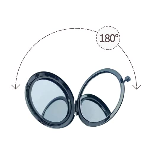 MIHAGUTY Magnifying Compact Mirror for Purses with 2 x 1x Magnification, Folding Mini Pocket Double Sided Travel Makeup Mirror,Perfect for Purse, Pocket Mirror for Gift (Black) - color: Black, size: 0"L x 0"W
