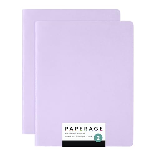 PAPERAGE Soft Cover Lined Journal Notebook, 2 Pack, (Lavender), 100 Pages, Large 7.5 inches x 9.5 inches, College Ruled, Ideal for Note Taking & Travel Journal - color: Lavender, style: Lined 100pgs (2 Pack)