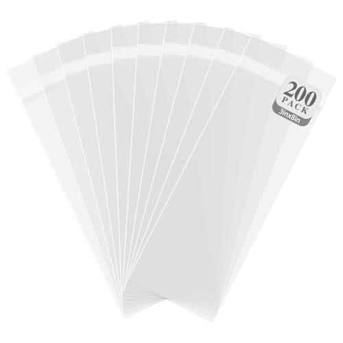 Golden State Art 3"x8" Acid-Free Crystal Clear Storage Sleeves,200 Pack - size: 3x8