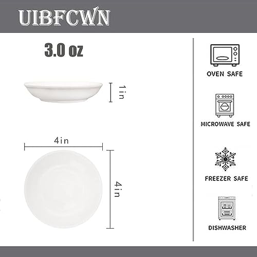 UIBFCWN 3 Oz Ceramic Dipping Bowls, Soy Sauce Dishes Set of 10, Dipping Sauce Cups/Bowls/Dishes for Kitchen, Mini Appetizer Plates for Condiment Sushi Ketchup BBQ Party, 4 Inch - size: 3 oz/4 in Round-10 Pack
