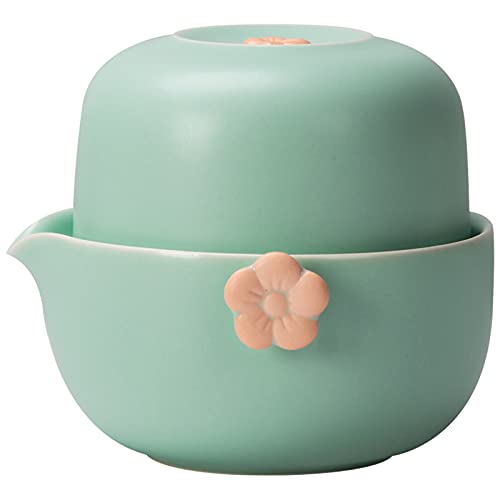 HEER Gaiwan Travel Tea Set for One, Light Blue - color: Blue