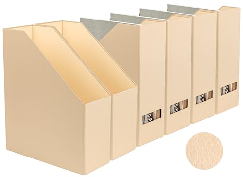 Magazine Holder - File Holder and Desk Organizer, Cardboard Book Organizer and Storage Box for Documents, Magazine Holder Rack for Office, Home and Classroom (Latte Brown, 6-Pack) - color: Latte Brown, 6-Pack