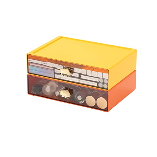 Desktop Storage Drawers, Plastic Countertop Printer Paper Organizer - color: 1 Large Drawer, Yellow