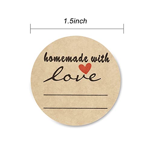 1.5" Homemade with Love Stickers, 500 Pcs Kraft Jar Canning Label Stickers for Baked Packaging, Cookie Bags, Fudge Containers, Store Owners, Crafts, Organizing, Price Tags - color: Homemade With Love, size: 1.5 inch
