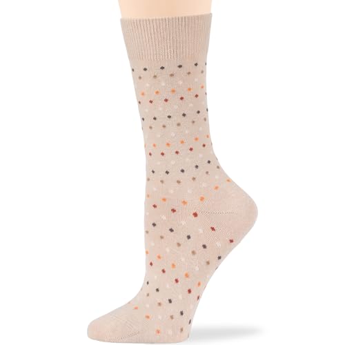 7BIGSTARS Women Cotton Crew Socks, Patterned 4 Pack, M 5-9 - L 8-12 - color: 01e - Light Beige Assortment (A29), size: 8-12
