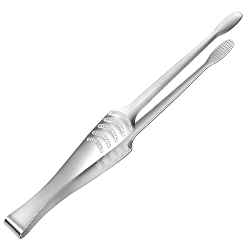 10.8" Metal Food Tong with Non-Slip Comfort Grip Korean and Japanese BBQ Tongs Stainless Steel Kitchen Tongs Serving Tong for Cooking for Serving Food Salad Camping Barbecue