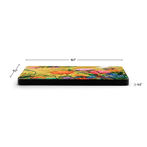 Pimpernel Floral Collection Placemats, Set of 4 – (15.7" x 11.7") Cork-Backed Table Mats with Colorful Botanical Art Prints, Heat & Stain Resistant Lacquered Surface, Decorative Dining - size: 15.7" x 11.7" Rectangular, style: Martha's Choice