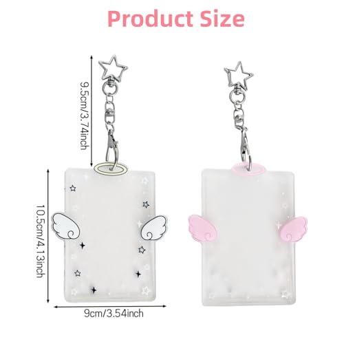 2-Pack Wing Shaped Photocard Holder - Clear Acrylic Cute Photocard Holder Keychain,Bus Cards,Ideal Gift for Fans - color: Purple/Blue