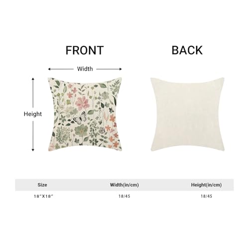 Spring Pillow Covers 18x18 Pack of 2 Watercolor Green Pink Floral Botanical Throw Pillow Covers Outdoor Summer Flower Plants Pillowcase Farmhouse Decorative Linen Cushion Case for Sofa Couch - color: A-floral-1, size: 18" x 18" (Pack of 2)