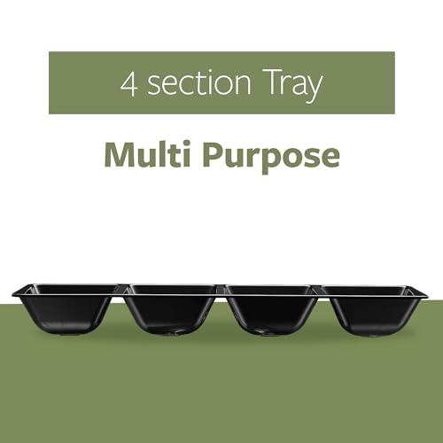 Plasticpro 4 Sectional Rectangle Plastic Serving Tray/Platter (2, Black) - color: Black