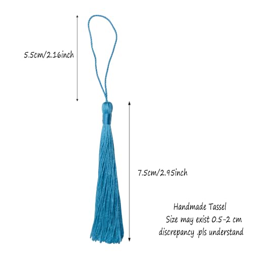 100Pcs 5 Inch Silky Bookmark Tassels for Jewelry, Souvenir (Peacock Blue) - color: Peacock Blue