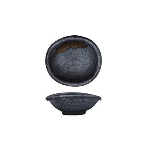 Colias Wing 3.5 Inch Retro Style Black&Coffee Stylish Design Multipurpose Porcelain Side Dish Bowl Seasoning Dishes Soy Dipping Sauce Dishes-Set of 5 - color: Set-of-5-TypeE