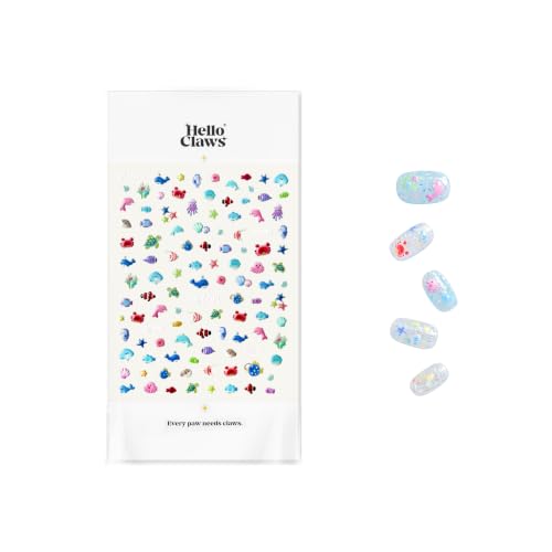 5D Embossed Under The Sea Stickers for Nail Art Jelly Fish Self-Adhesive Nail Art Decals for Women Nail Supplies Art Design Stickers (to5726) - style: to5726