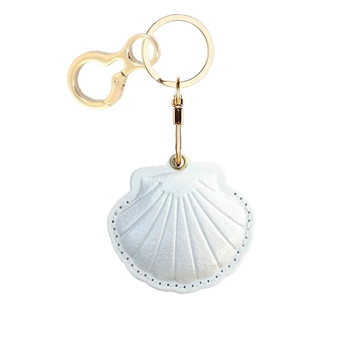 Leather Keychain holder Protective Case Compatible with Apple AirTag - color: White