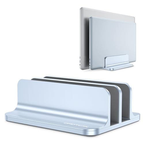 OMOTON Dual Vertical Desk Laptop Stand Holder, Fits MacBook Air, Sky Blue - color: Sky Blue