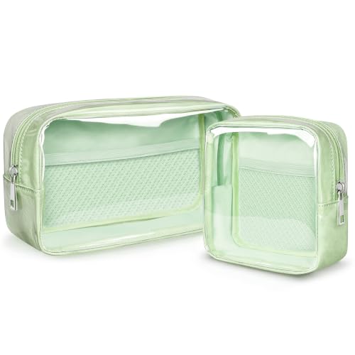WLLWOO 2pcs Clear Makeup Bag Mini Cosmetic Pouch Travel Toiletry Organizer - color: 2pcs-Mint Green