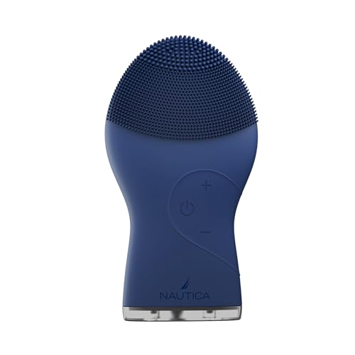 Nautica PC120 Facial Cleansing Brush Made with Ultra-Hygienic Soft Silicone, Waterproof, Rechargeable Vibrating Face Exfoliator Scrub Brush with Sonic Technology for Men & Women - Navy - size: Navy