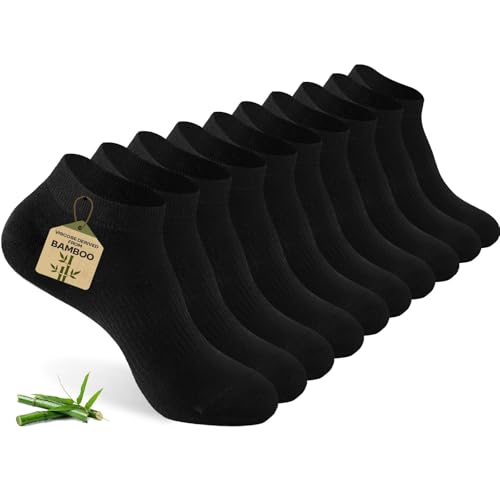 Women's Ankle Socks, 5 Pairs, Bamboo Rayon Ultra Thin Low Cut - color: Black, size: Large