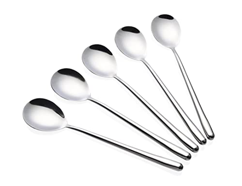 Miupoo Korean Soup Spoons Stainless Steel Long Handle Tablespoon Pack of 5 - size: 7.8x1.6 inches