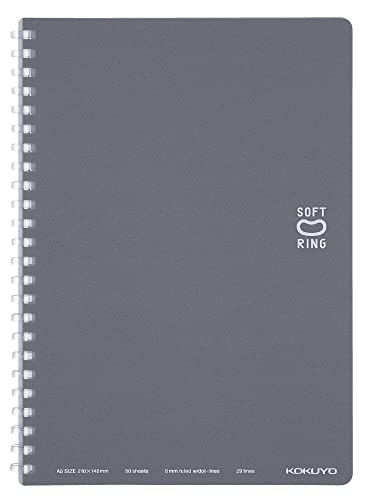 KOKUYO Spiral Lined Notebook, 8.3'' x 5.8'' Pastel Journal A5 Soft Ring Notebooks with Dot 6 mm Ruled, 50 Sheets, Dark Gray 1 Subject Notebook, Note Taking for School. Japan Import (SU-SV331BT-DM) - color: Gray