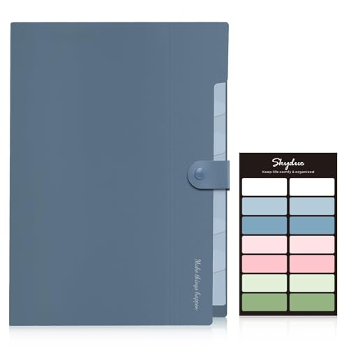 SKYDUE Expanding File Organizer with 8 Pockets, Accordion File Folders with Labels, Portable Document Paper Bill Receipt Organizer, Home College School Office Supplies, Letter Size, Blue - color: Haze Blue
