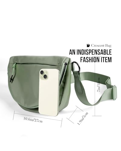 Crescent Bag for Women,Medium Nylon Crescent Bag Single Shoulder Bag - color: Bean Green