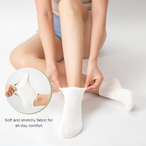 Women's Ankle Socks, 5 Pairs, Bamboo Rayon Ultra Thin Low Cut - color: White, size: Medium