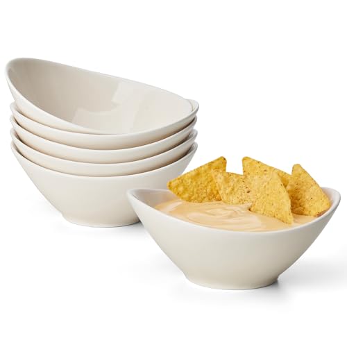 Teocera 5 Inch Porcelain Small Bowls Set, 6 Ounce small serving bowls for Dessert, Ice Cream, Snack, Dipping, Side Dishes, Microwave & Dishwasher Safe- Cream Yellow - color: Cream, size: 6 Ounce