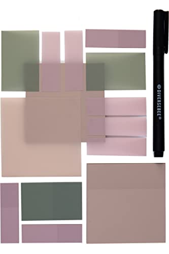 DiverseBee Transparent Sticky Notes Set with Quick Dry Pen (Pastel) - color: Pastel