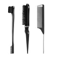 SWEET VIEW 3Pcs Slick Back Hair Brush - color: Black