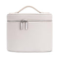 Cosmetic Case, Leather Makeup Bag, Portable Handheld Makeup Case, Detachable Compartments - color: beige, size: M(8*5.5*6in)