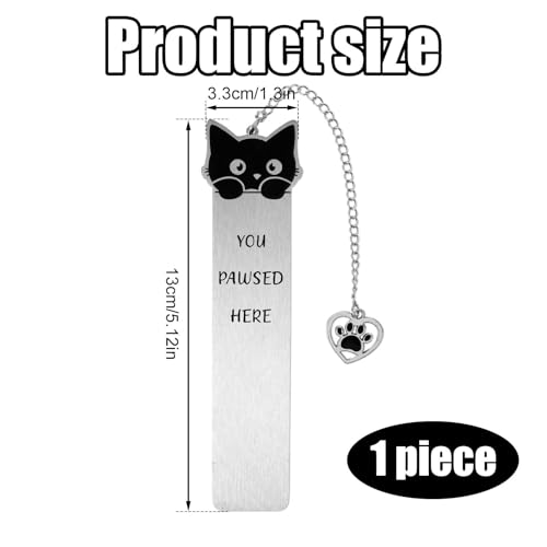 Cat Bookmark, Zinc Alloy Kitten Pet Book Marker for Women - style: Black Cat