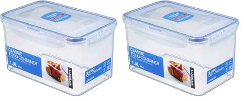LOCK & LOCK Easy Essentials Food Lids/Pantry Storage/Airtight Containers, BPA Free, Rectangle - 8 Cup - for Cookies, Clear(Pack of 2) - size: 8 Cup (Pack of 2), style: 8 Cup