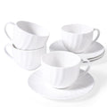 Fine Bone China Cappuccino Cups with Saucers Set of 4, 7 oz - color: 4Pcs Spiral Set, size: 4 Count (Pack of 1)