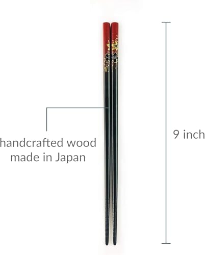 JapanBargain, Japanese Travel Chopsticks with Case, Red Yuzen Design, Reusable Bamboo Chopsticks, Portable Utensil Set, Dishwasher Safe, Set of 1, Made in Japan - color: Red-Yuzen