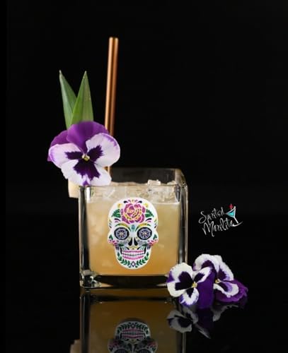 THE QUEENS' JEWELS Sugar Skull Jeweled 4x4 Candle Holder Vase - Unique Gift for Women, Birthday, Cute, Fun, Cocktail, Queen, Not Painted, Decorated, Bling, Bedazzled, Rhinestone - color: Sugar Skull