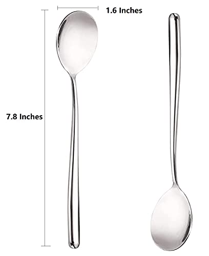 Miupoo Korean Soup Spoons Stainless Steel Long Handle Tablespoon Pack of 5 - size: 7.8x1.6 inches