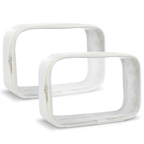 Moyad TSA Approved Toiletry Bag Clear Quart Size Travel Bags Makeup Bag - color: Beige, size: 2 Pack