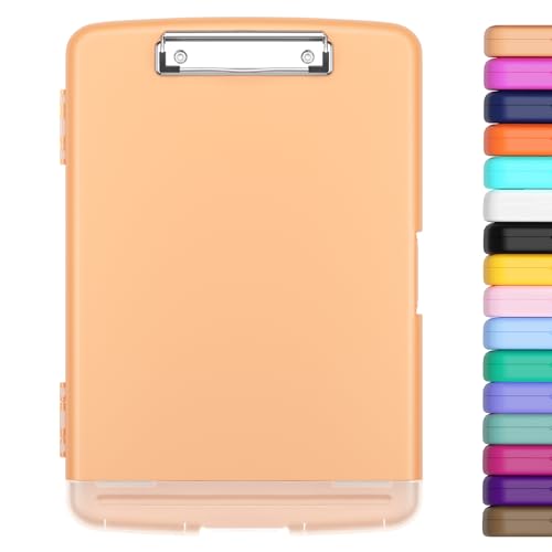 Hongri Clipboard with Storage with Pencil Case, 8.5 x 11 Storage Clip Board - color: Light Orange