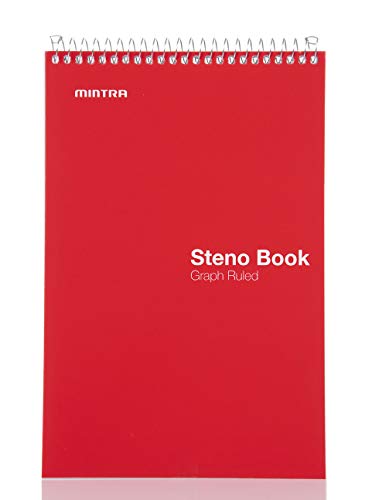 Mintra Office Steno Books Set - Top-Spiral Bound, Graph Ruled, 70 White Sheets, Poly Primary Color Covered Notebooks for Office, Professional, School & Work, Note-taking, Writing Pads, 6"x9", 4 Pack - color: Primary Colors 4pk, size: Graph Ruled