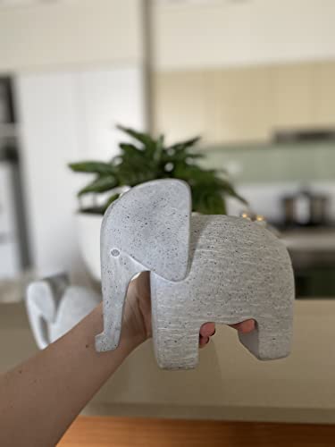 Elephant Statues Set of 2, Gray Sculptures for Shelf & Table